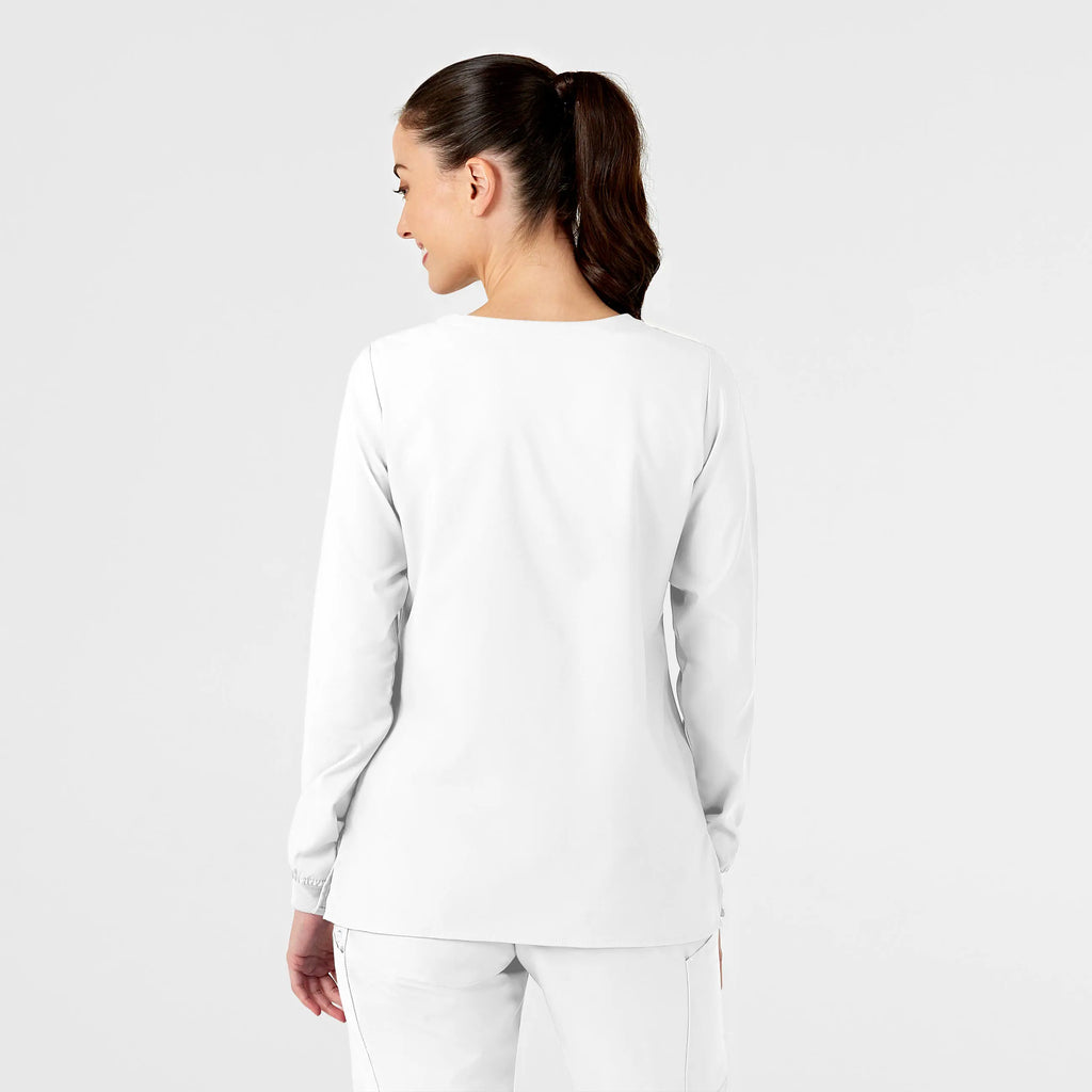 Wink Scrubs Women's Crew Neck Warm Up Jacket White | scrub-supply.com