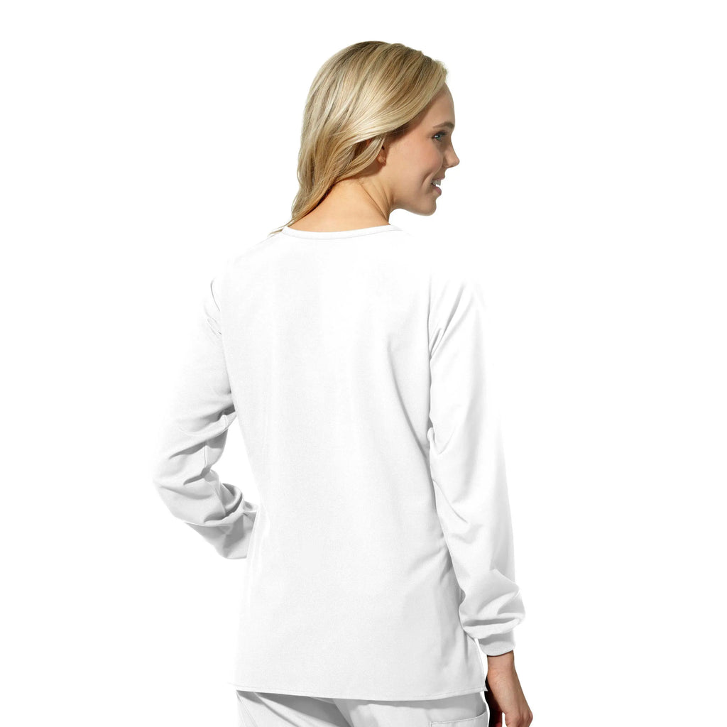 Wink Scrubs Women's Crew Neck Warm Up Jacket White | scrub-supply.com