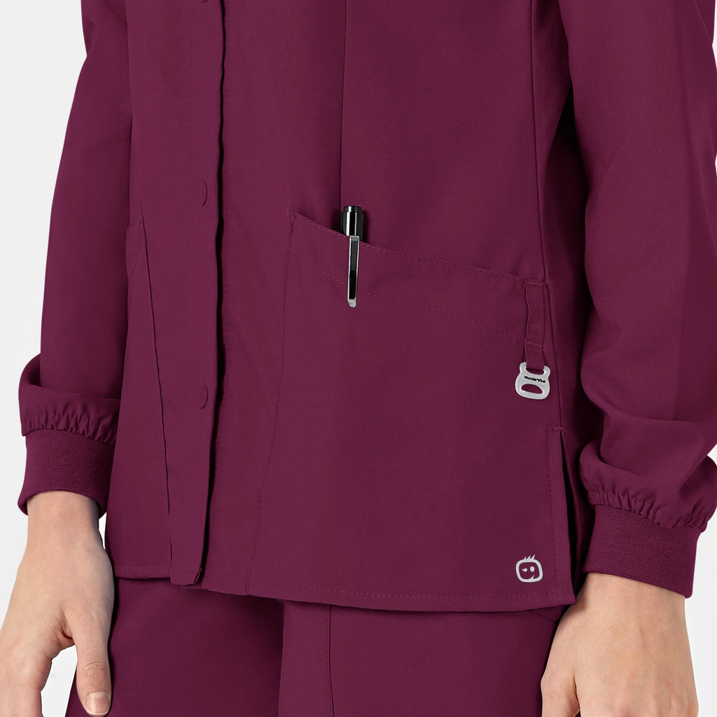 Wink Scrubs Women's Crew Neck Warm Up Jacket Wine | scrub-supply.com