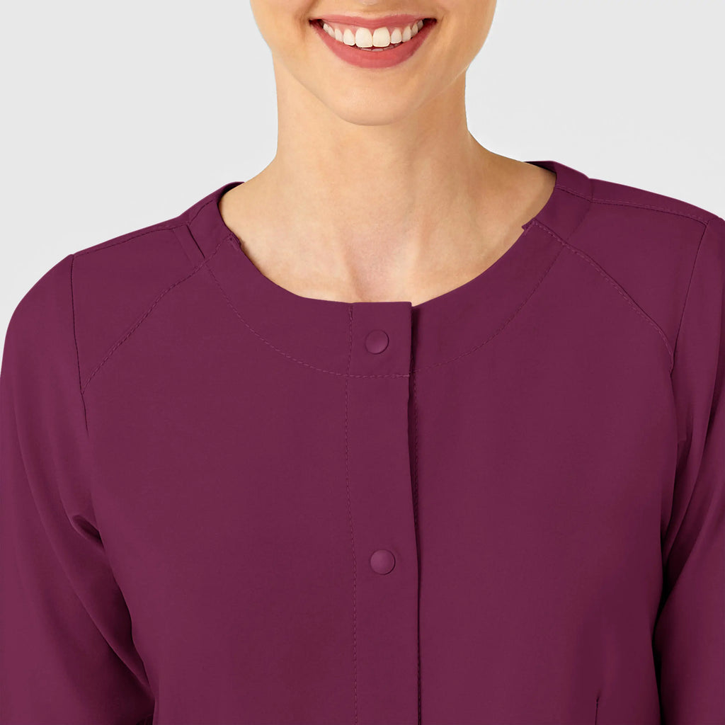 Wink Scrubs Women's Crew Neck Warm Up Jacket Wine | scrub-supply.com