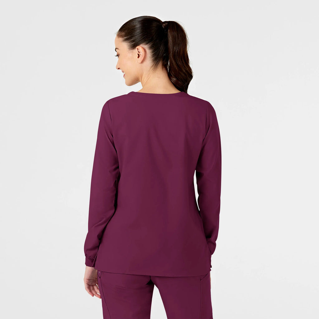 Wink Scrubs Women's Crew Neck Warm Up Jacket Wine | scrub-supply.com