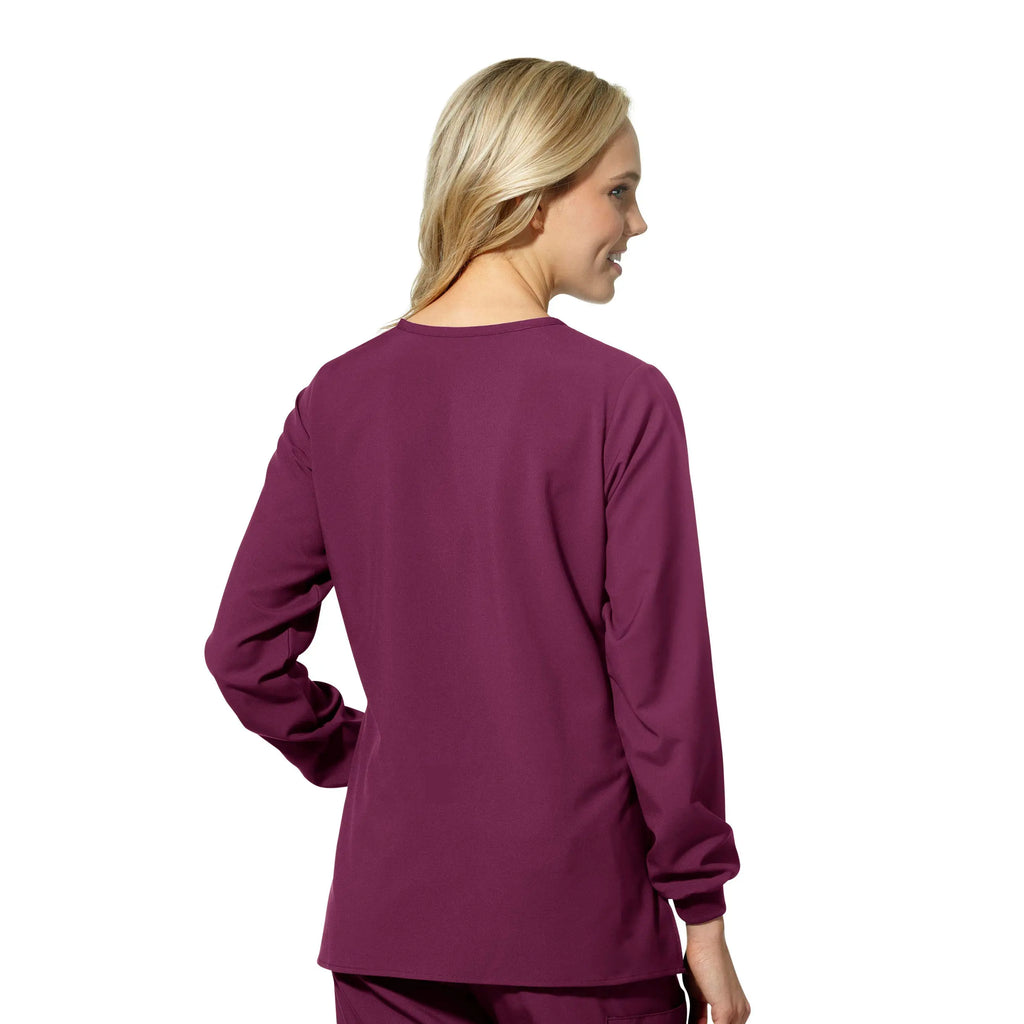 Wink Scrubs Women's Crew Neck Warm Up Jacket Wine | scrub-supply.com