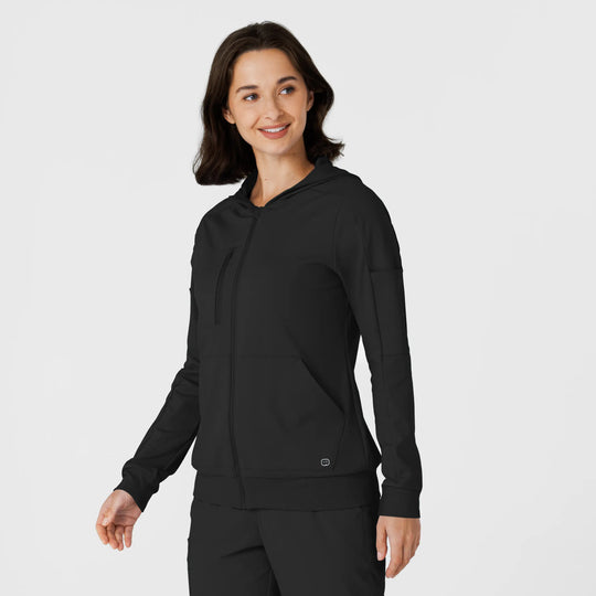 Wink Scrubs Knit Women’s Zip Hoodie Black | scrub-supply.com