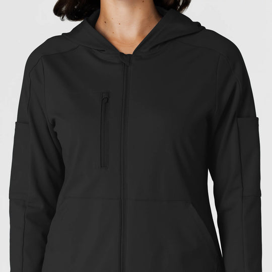 Wink Scrubs Knit Women’s Zip Hoodie Black | scrub-supply.com