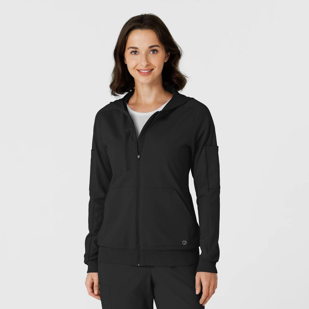 Wink Scrubs Knit Women’s Zip Hoodie Black | scrub-supply.com