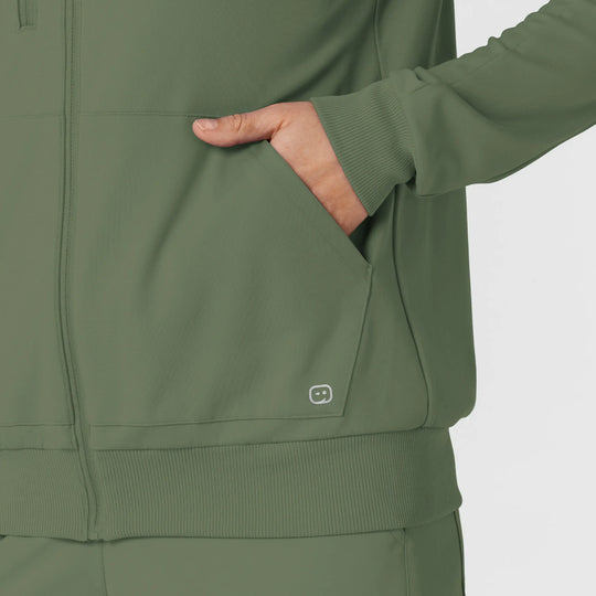 Wink Scrubs Women's Knit Zip Hoodie Olive | scrub-supply.com