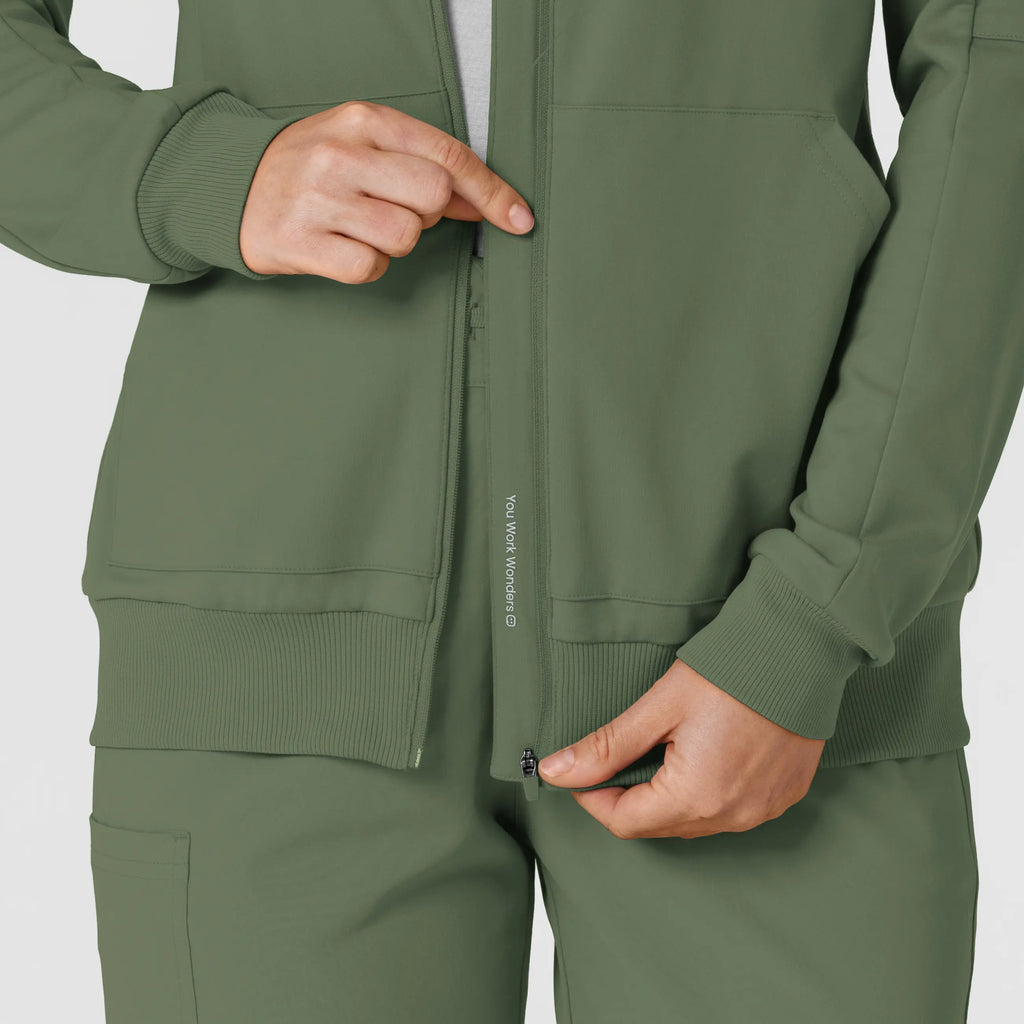 Wink Scrubs Women's Knit Zip Hoodie Olive | scrub-supply.com