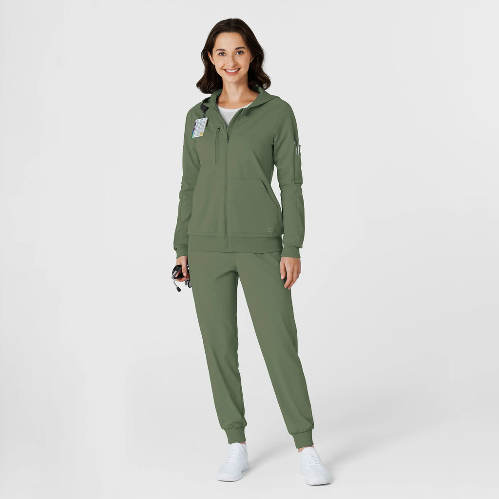 Wink Scrubs Women's Knit Zip Hoodie Olive | scrub-supply.com