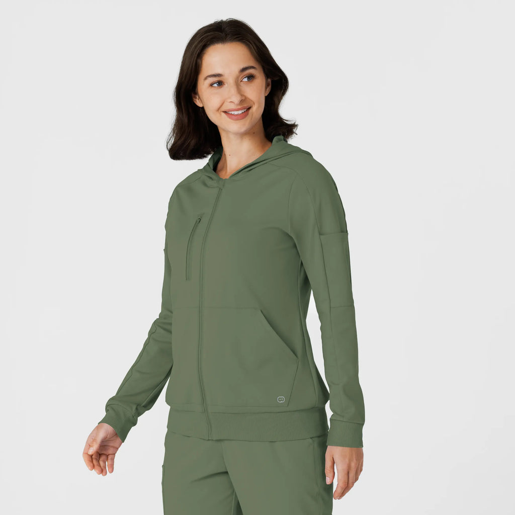 Wink Scrubs Women's Knit Zip Hoodie Olive | scrub-supply.com