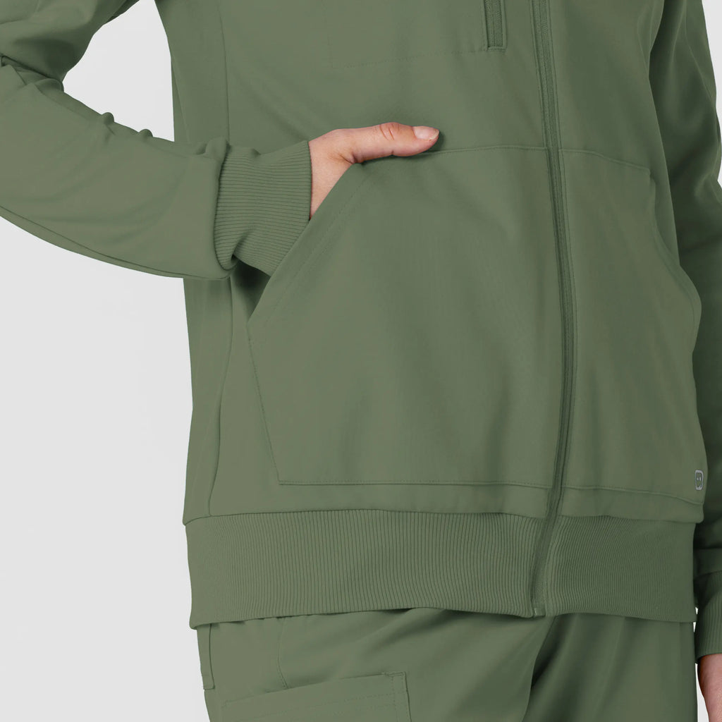 Wink Scrubs Women's Knit Zip Hoodie Olive | scrub-supply.com