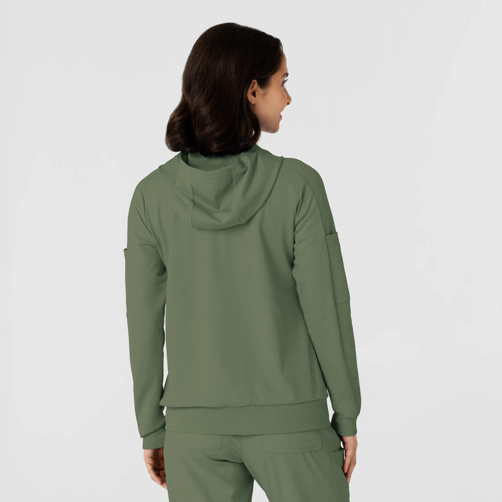 Wink Scrubs Women's Knit Zip Hoodie Olive | scrub-supply.com