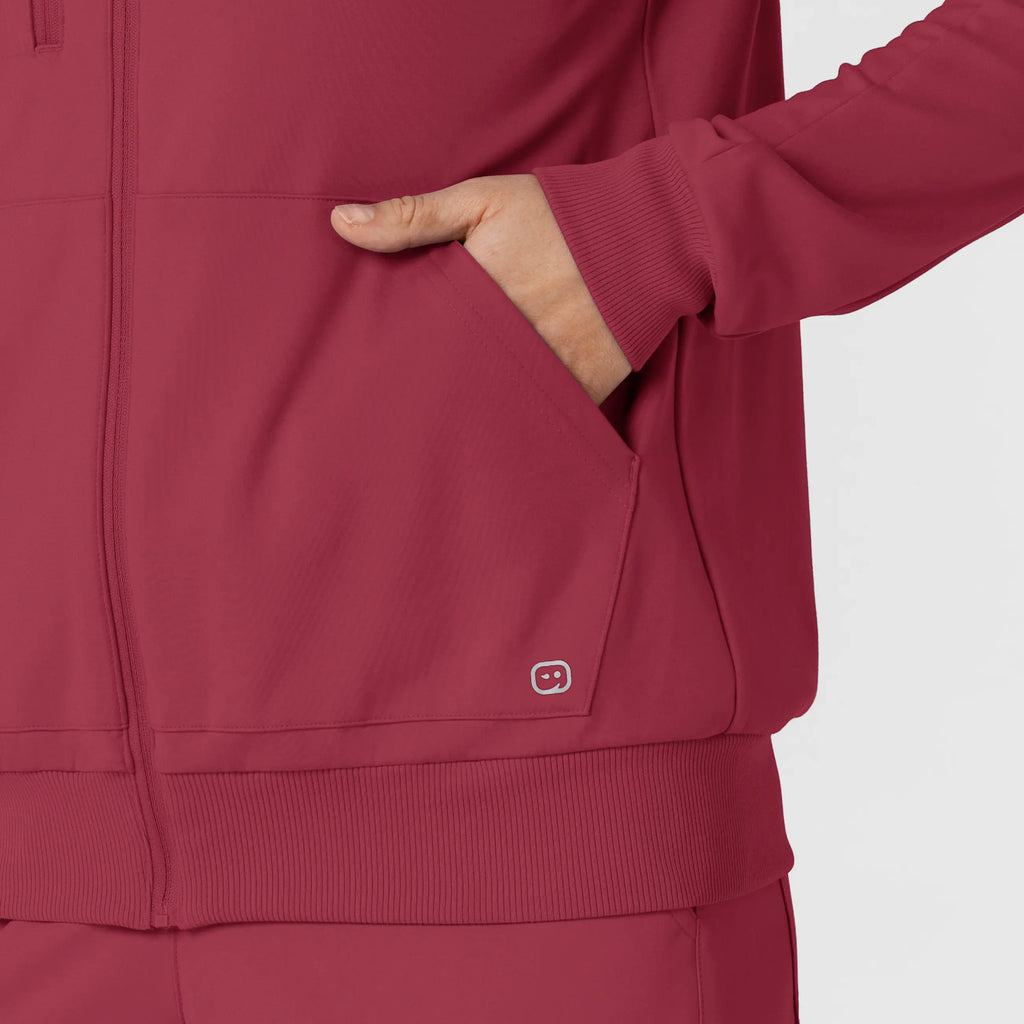 Wink Scrubs Women's Knit Zip Hoodie Ruby | scrub-supply.com