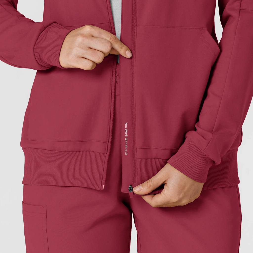 Wink Scrubs Women's Knit Zip Hoodie Ruby | scrub-supply.com