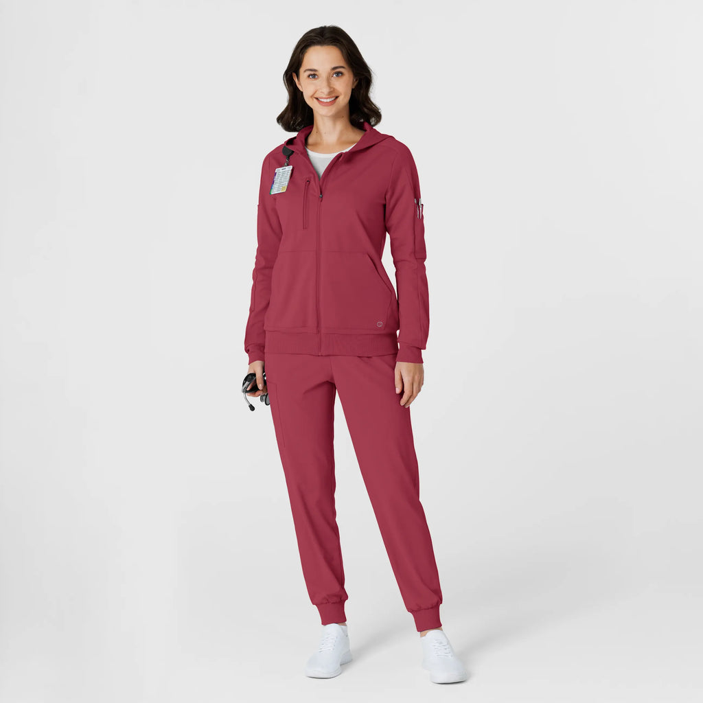 Wink Scrubs Women's Knit Zip Hoodie Ruby | scrub-supply.com