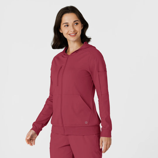 Wink Scrubs Women's Knit Zip Hoodie Ruby | scrub-supply.com
