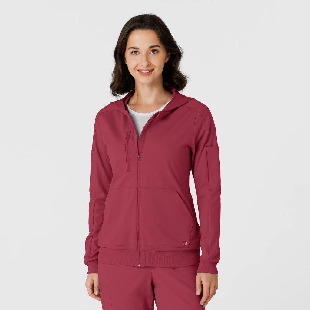 Wink Scrubs Women's Knit Zip Hoodie Ruby | scrub-supply.com