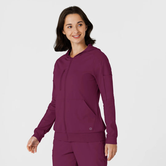Wink Scrubs Knit Women’s Zip Hoodie Wine | scrub-supply.com