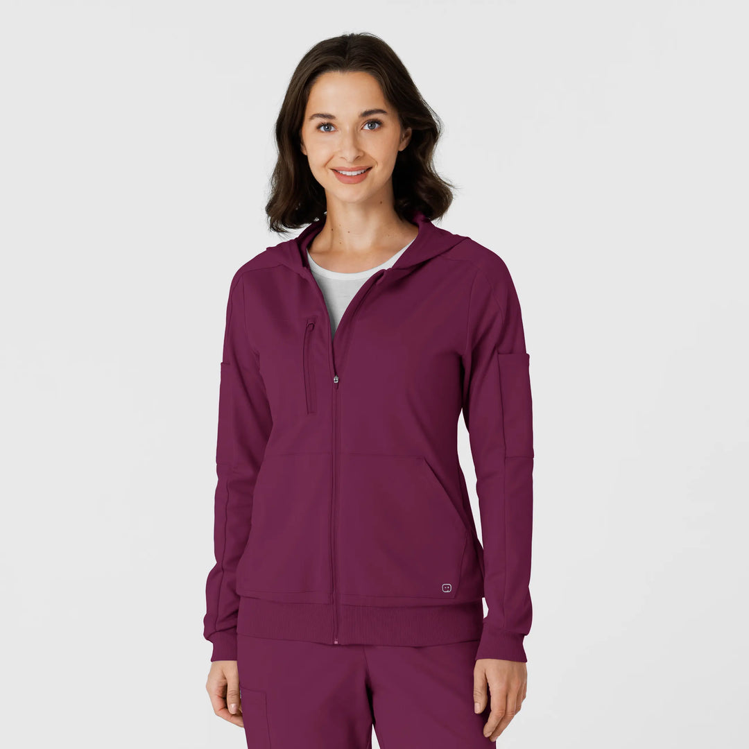 Wink Scrubs Knit Women’s Zip Hoodie Wine | scrub-supply.com