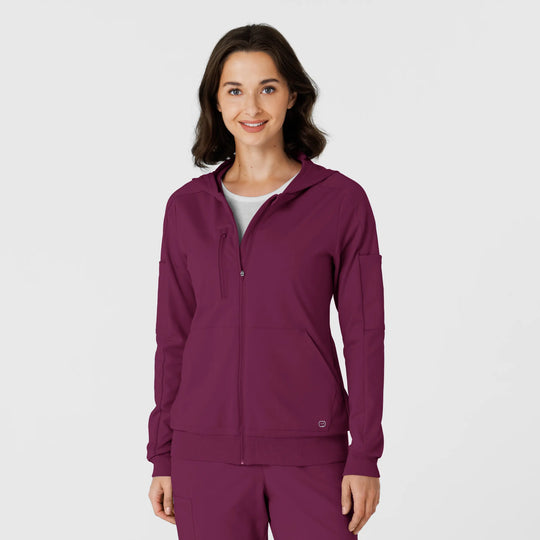 Wink Scrubs Knit Women’s Zip Hoodie Wine | scrub-supply.com