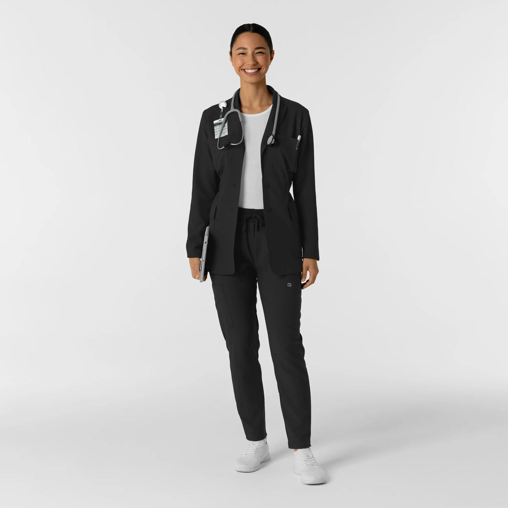 Wink Scrubs Women's Blazer Short Lab Coat Black | scrub-supply.com