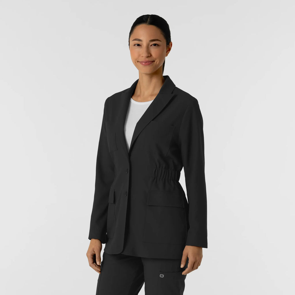 Wink Scrubs Women's Blazer Short Lab Coat Black | scrub-supply.com