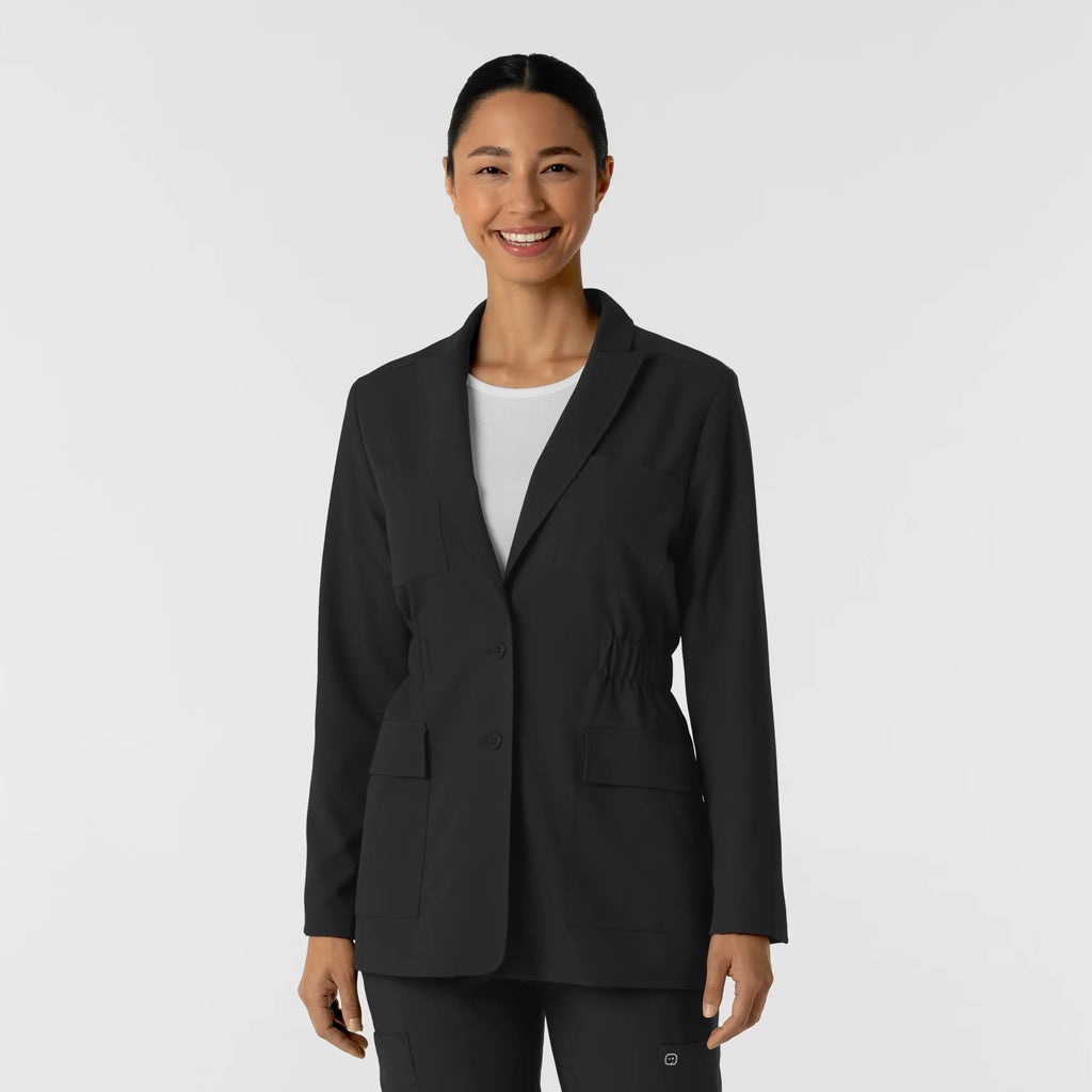 Wink Scrubs Women's Blazer Short Lab Coat Black | scrub-supply.com