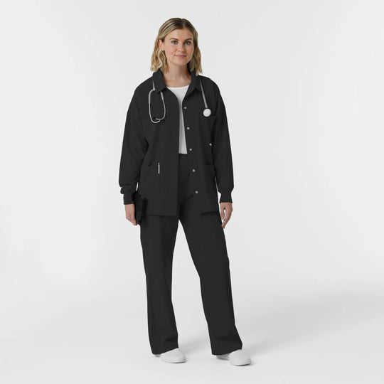Wink Scrubs Women's Women’s Scrub Shirt Jacket Black | scrub-supply.com