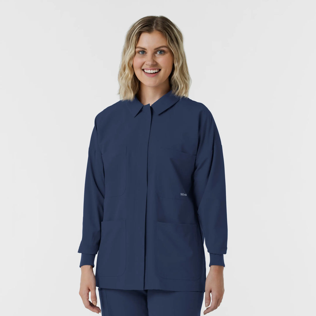 Wink Scrubs Women's Women’s Scrub Shirt Jacket Navy | scrub-supply.com