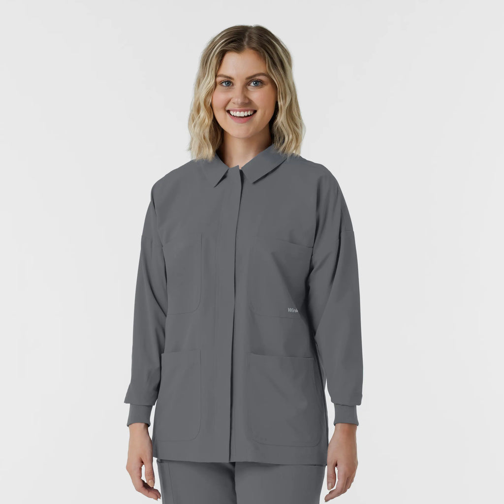 Wink Scrubs Women's Women’s Scrub Shirt Jacket Pewter | scrub-supply.com