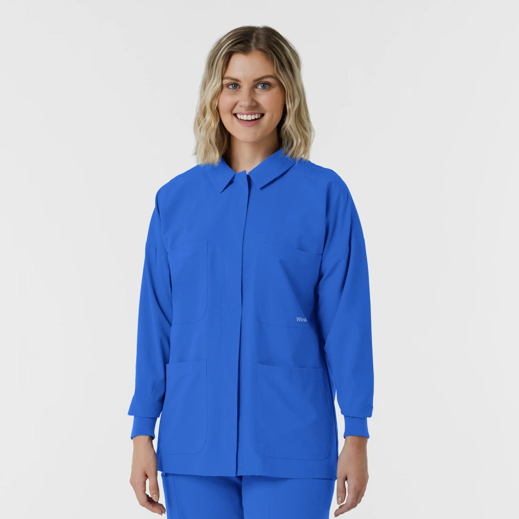 Wink Scrubs Women's Women’s Scrub Shirt Jacket Royal Blue | scrub-supply.com