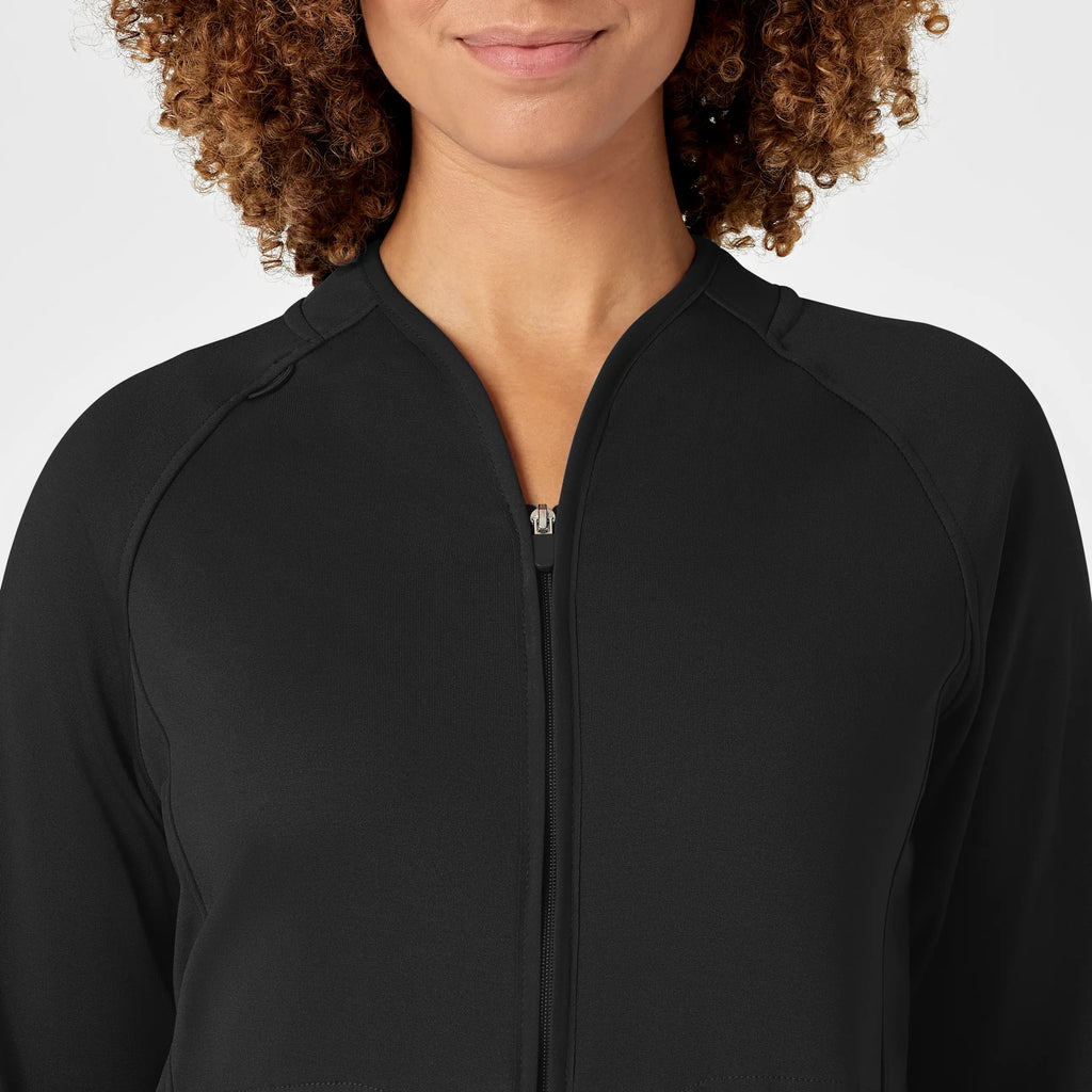 Wink Scrubs Women's Fleece Full Zip Jacket Black | scrub-supply.com