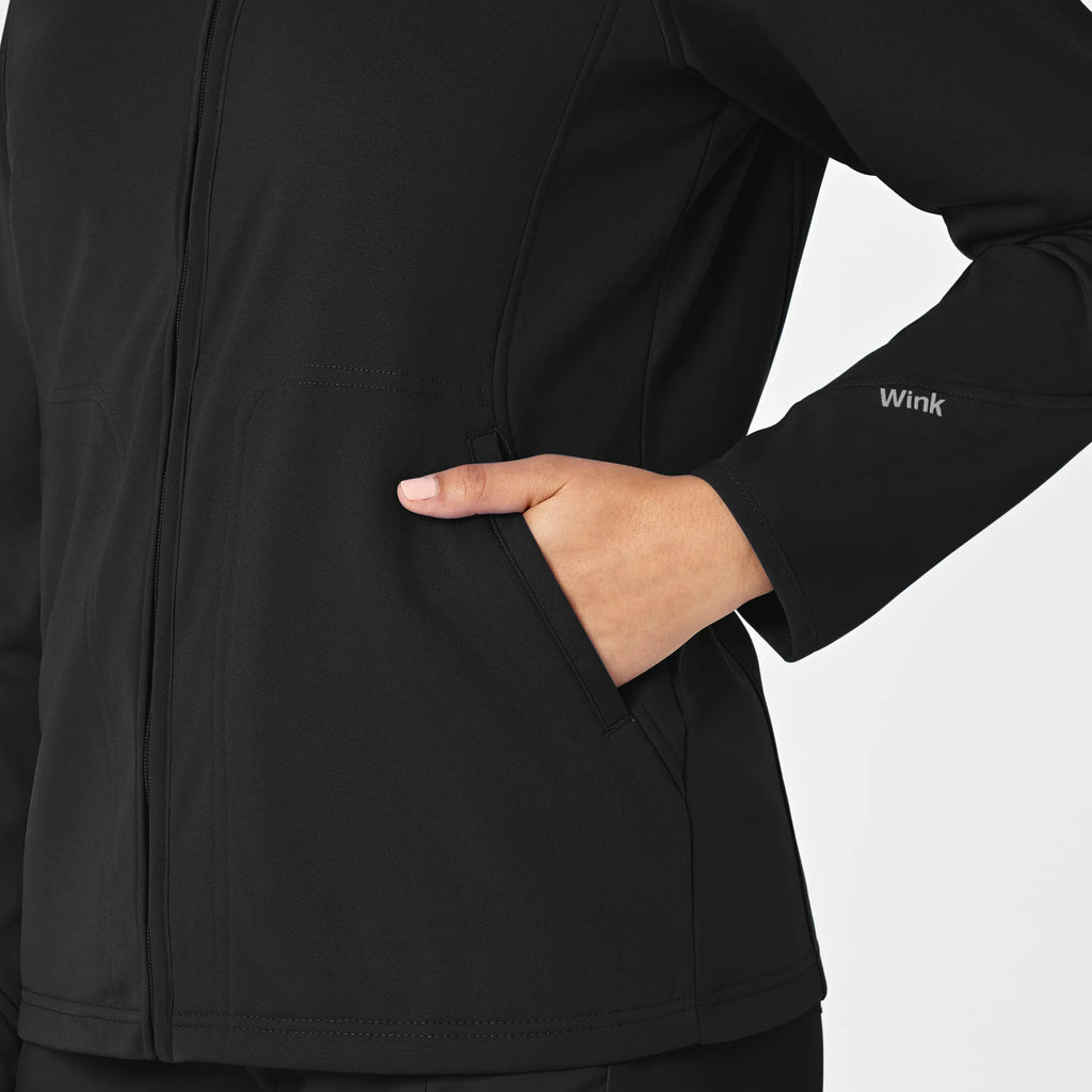 Wink Scrubs Women's Fleece Full Zip Jacket Black | scrub-supply.com