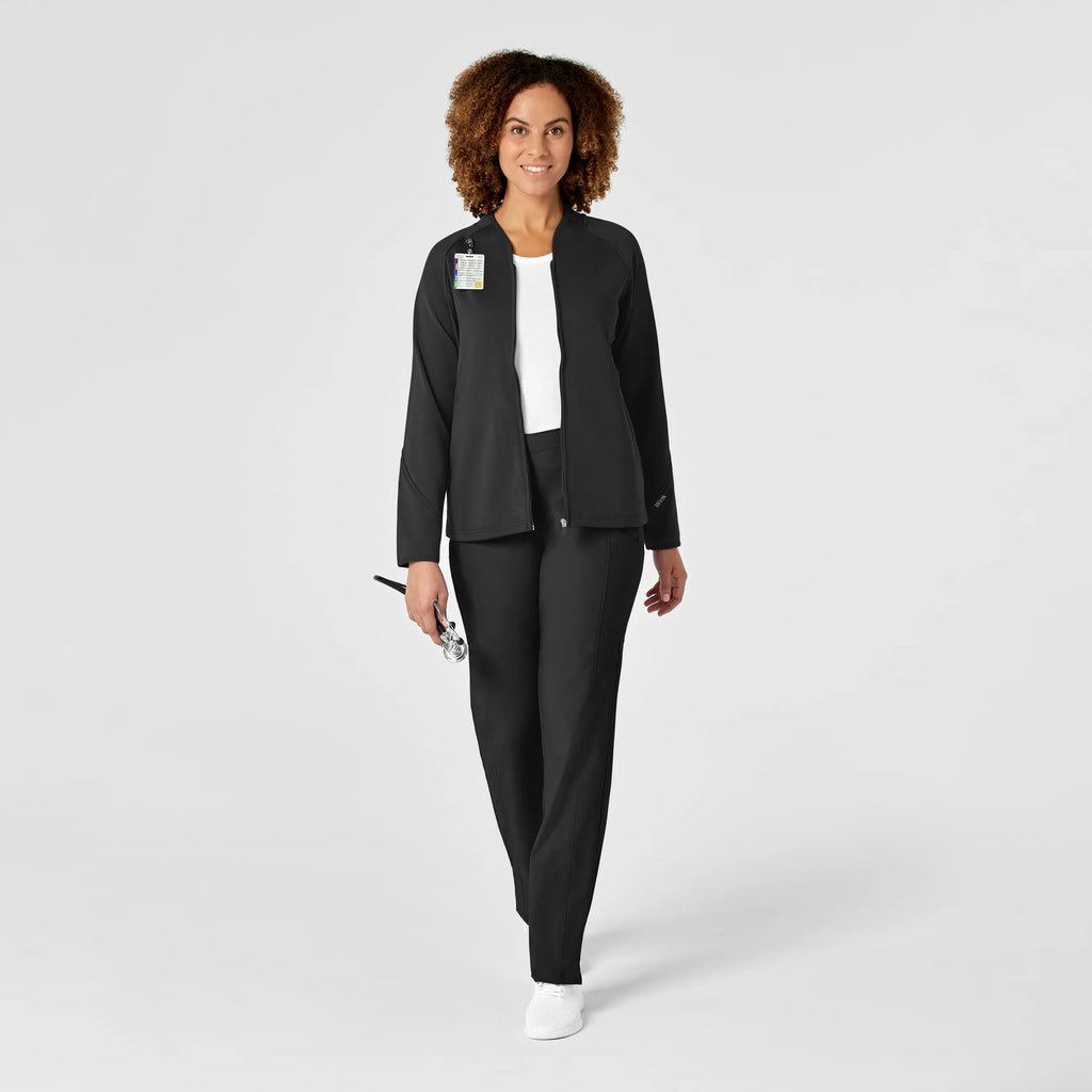 Wink Scrubs Women's Fleece Full Zip Jacket Black | scrub-supply.com