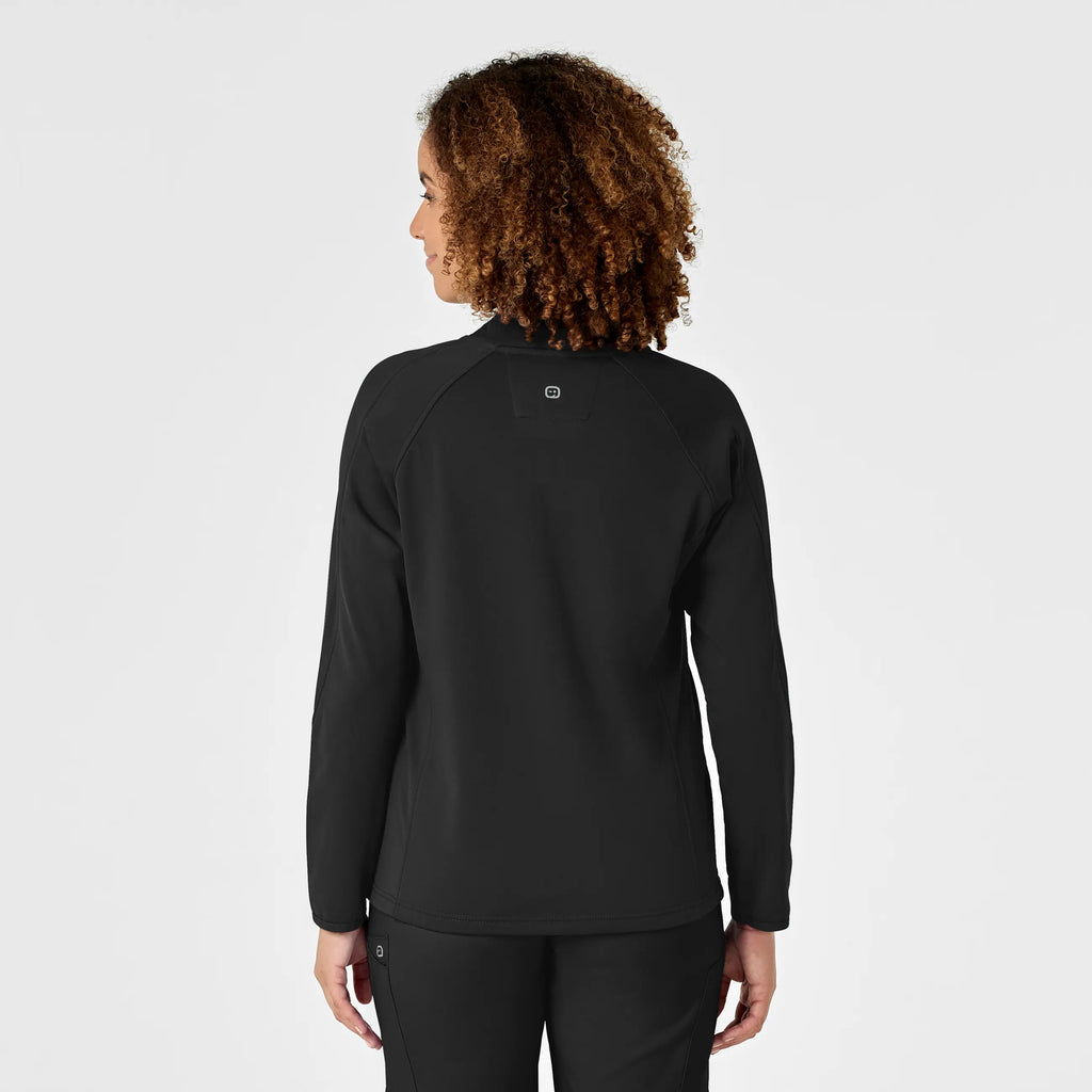 Wink Scrubs Women's Fleece Full Zip Jacket Black | scrub-supply.com