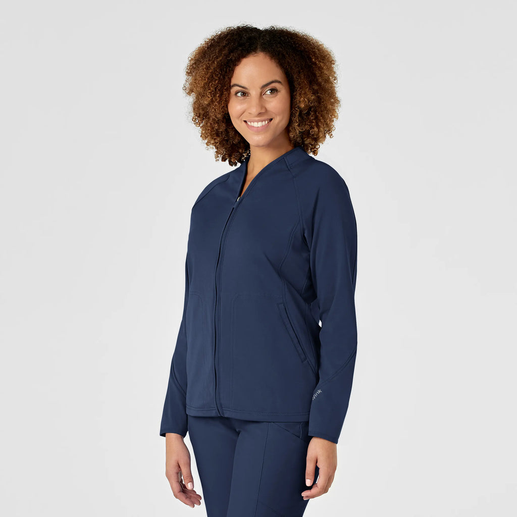 Wink Scrubs Women's Fleece Full Zip Jacket Navy | scrub-supply.com