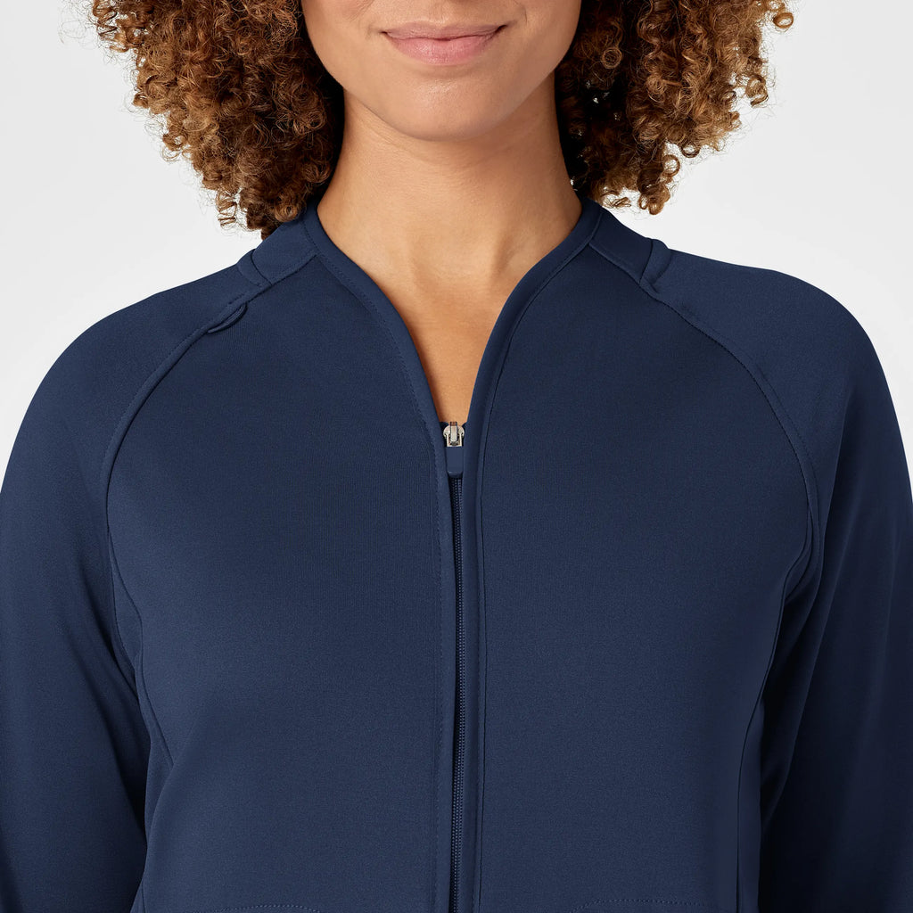 Wink Scrubs Women's Fleece Full Zip Jacket Navy | scrub-supply.com