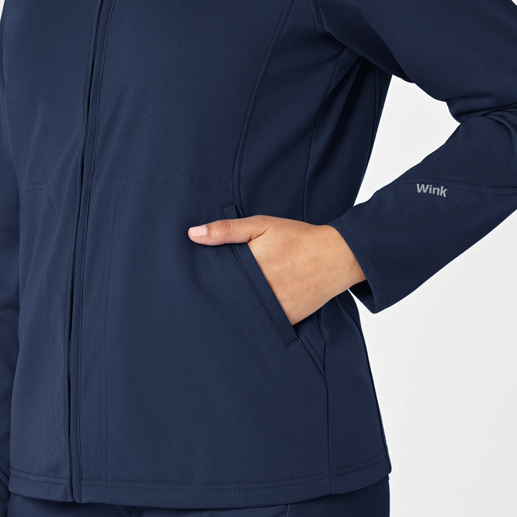 Wink Scrubs Women's Fleece Full Zip Jacket Navy | scrub-supply.com