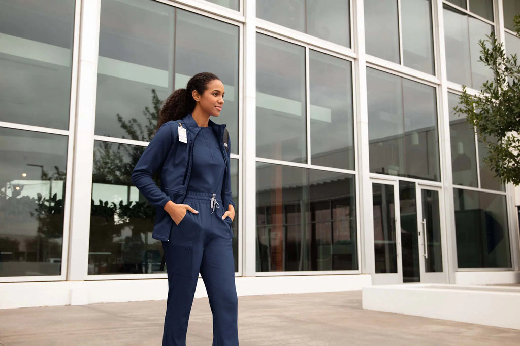 Wink Scrubs Women's Fleece Full Zip Jacket Navy | scrub-supply.com