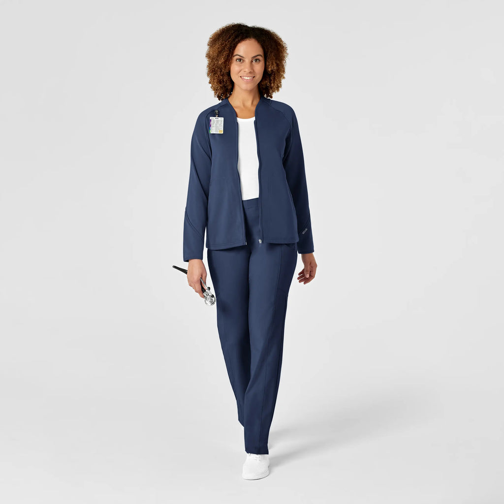 Wink Scrubs Women's Fleece Full Zip Jacket Navy | scrub-supply.com