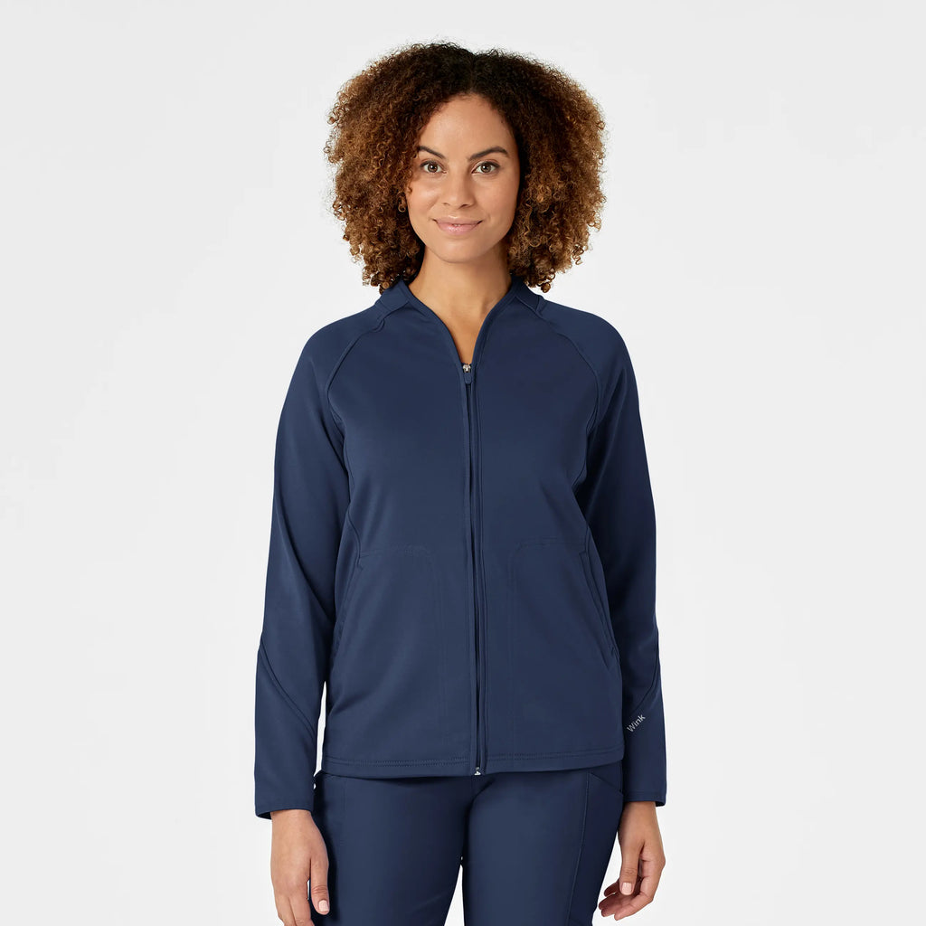 Wink Scrubs Women's Fleece Full Zip Jacket Navy | scrub-supply.com