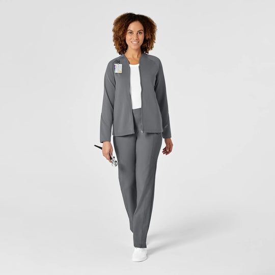Wink Scrubs Women's Fleece Full Zip Jacket Pewter | scrub-supply.com