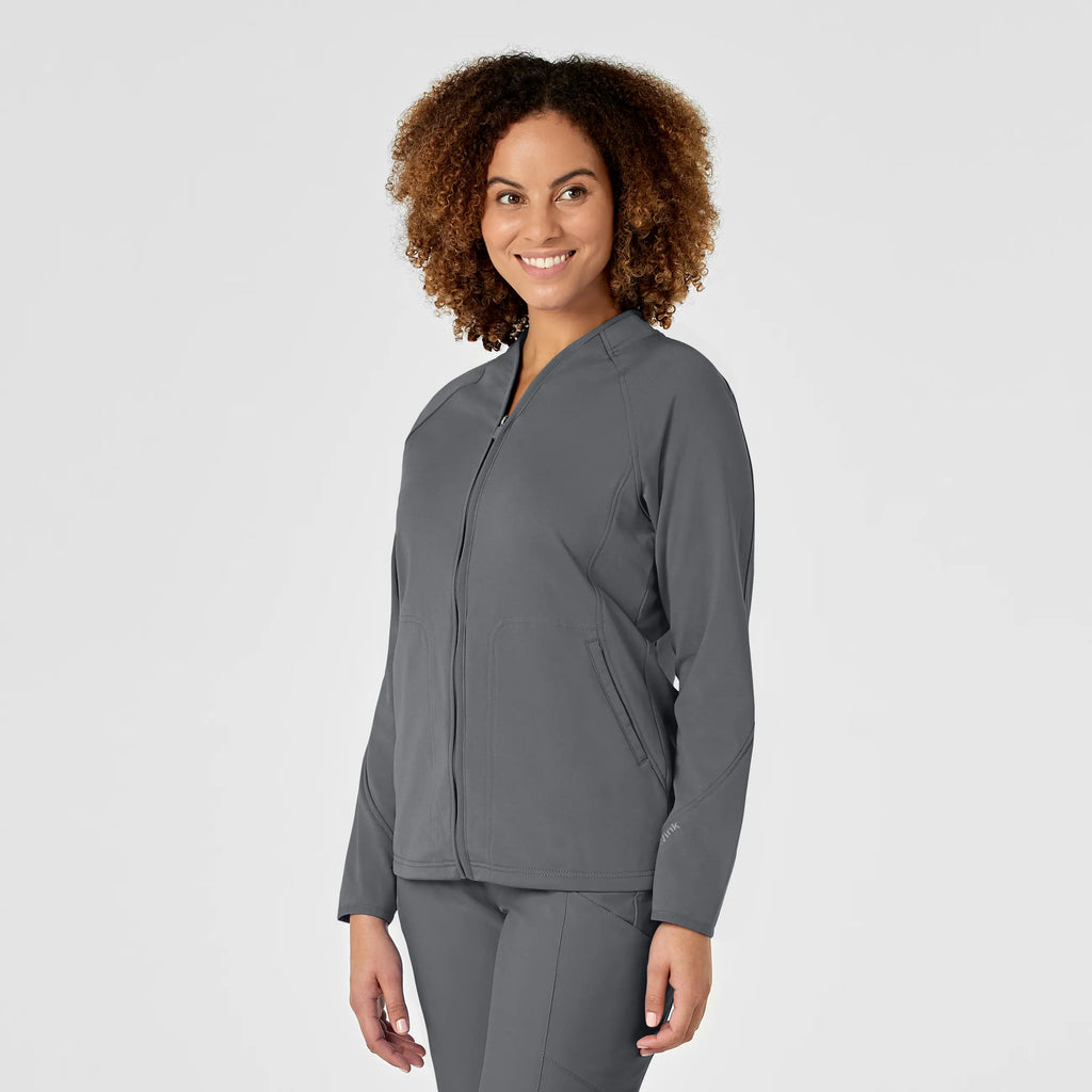 Wink Scrubs Women's Fleece Full Zip Jacket Pewter | scrub-supply.com