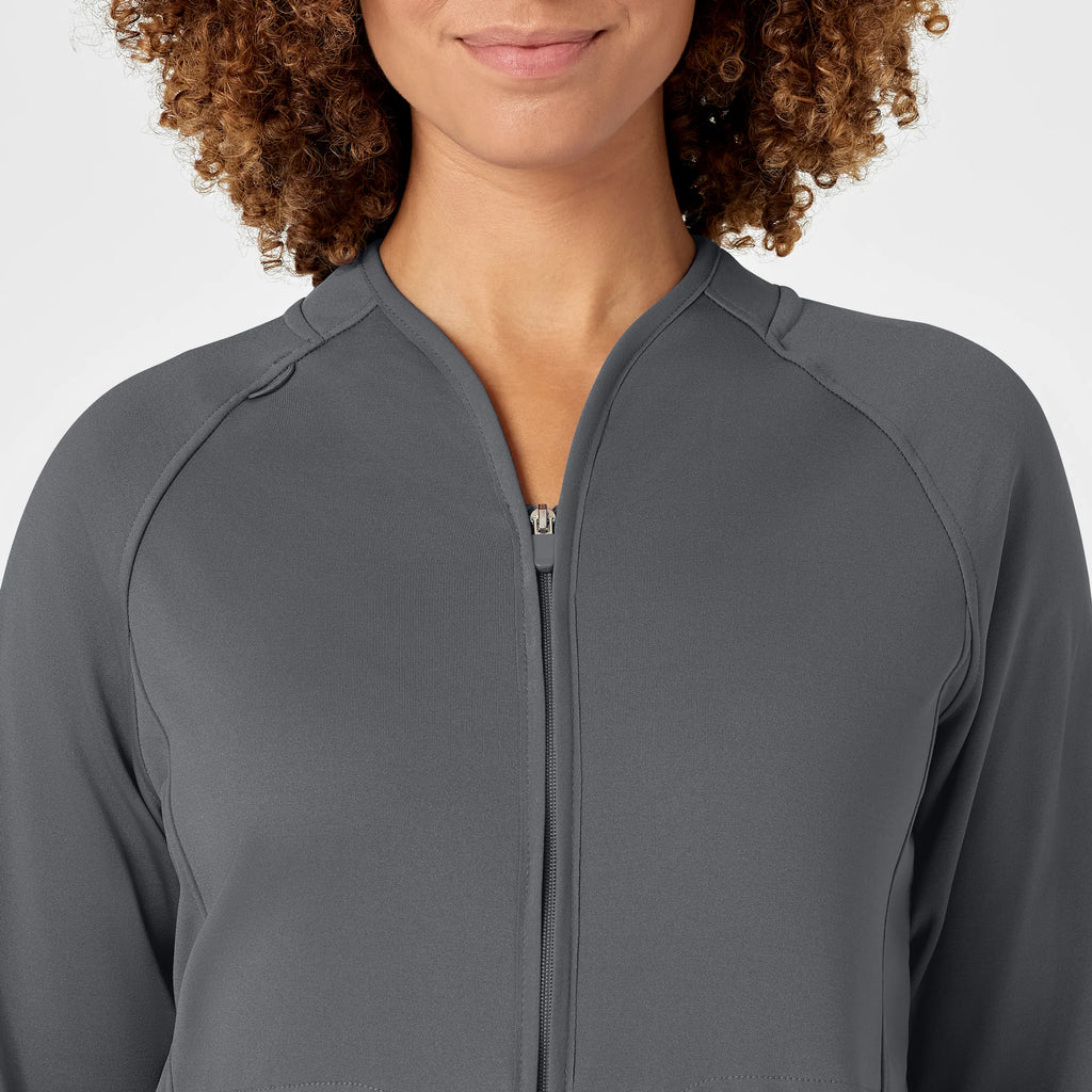 Wink Scrubs Women's Fleece Full Zip Jacket Pewter | scrub-supply.com