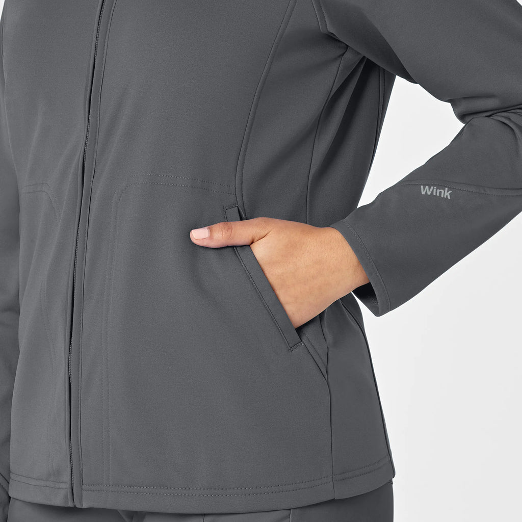 Wink Scrubs Women's Fleece Full Zip Jacket Pewter | scrub-supply.com