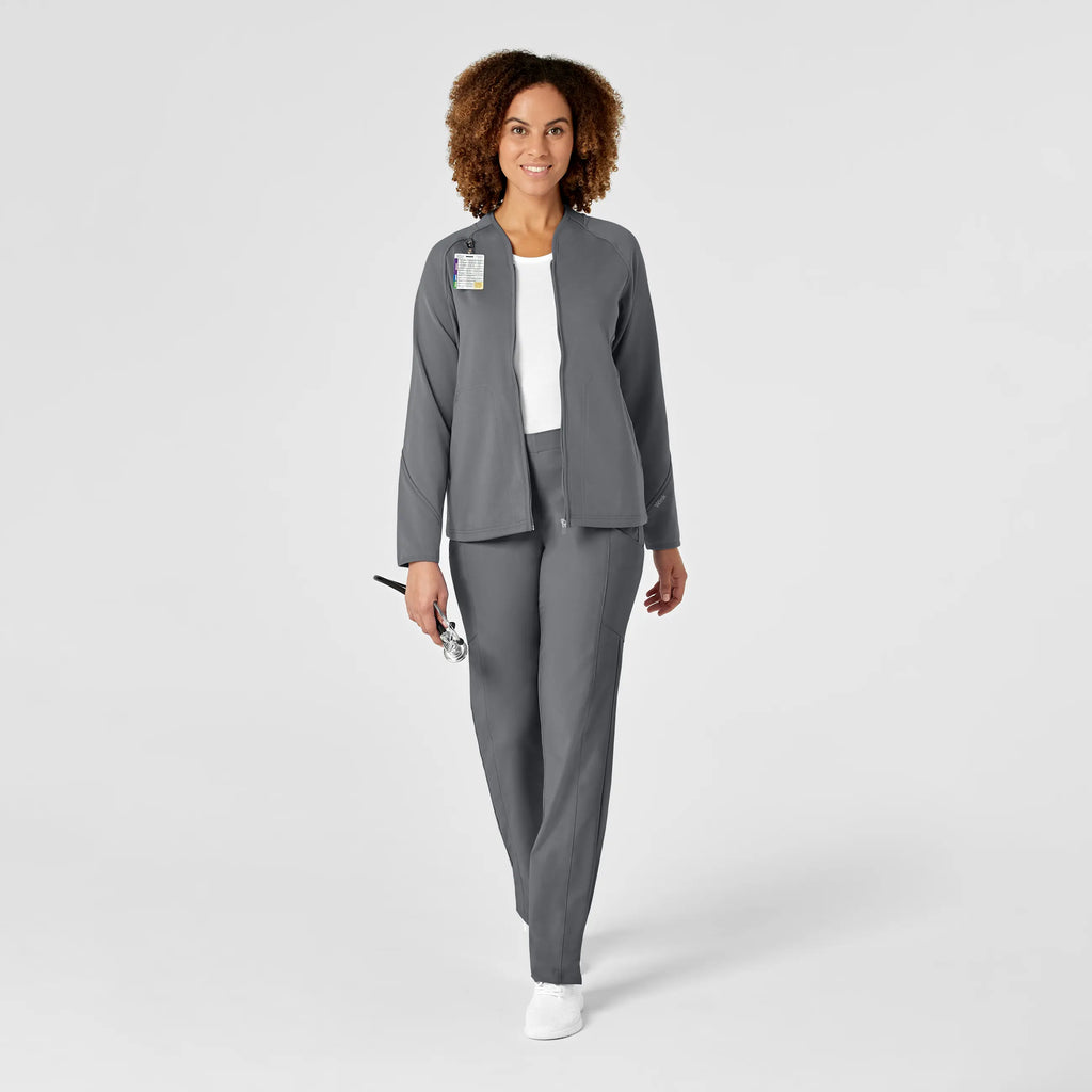 Wink Scrubs Women's Fleece Full Zip Jacket Pewter | scrub-supply.com