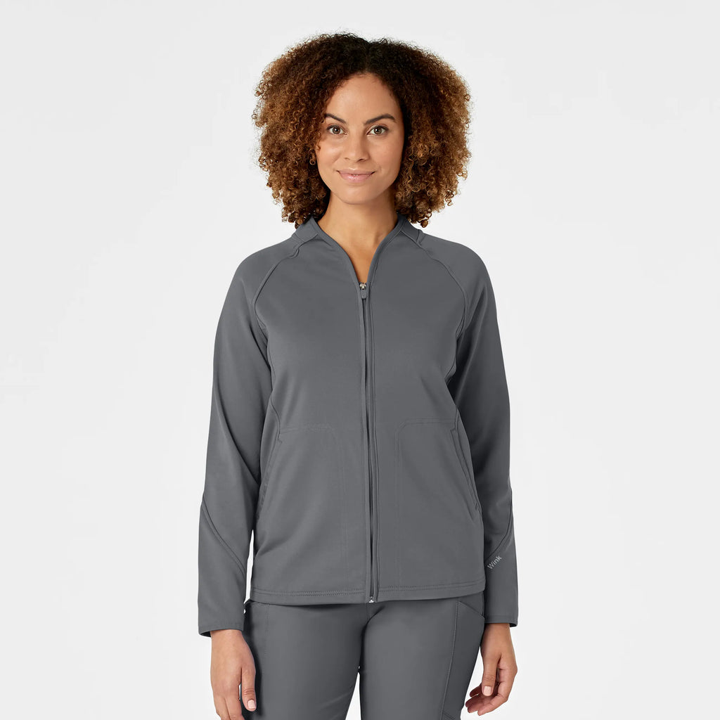 Wink Scrubs Women's Fleece Full Zip Jacket Pewter | scrub-supply.com