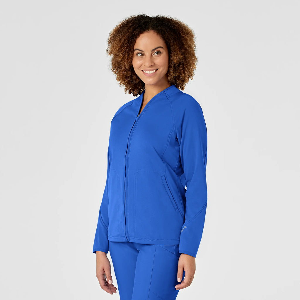 Wink Scrubs Women's Fleece Full Zip Jacket Royal Blue | scrub-supply.com