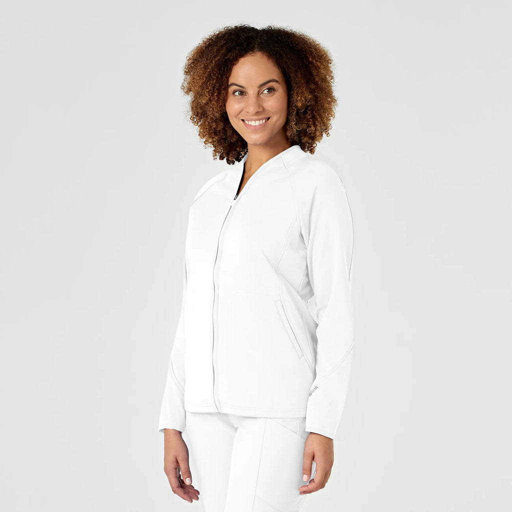 Wink Scrubs Women's Fleece Full Zip Jacket White | scrub-supply.com