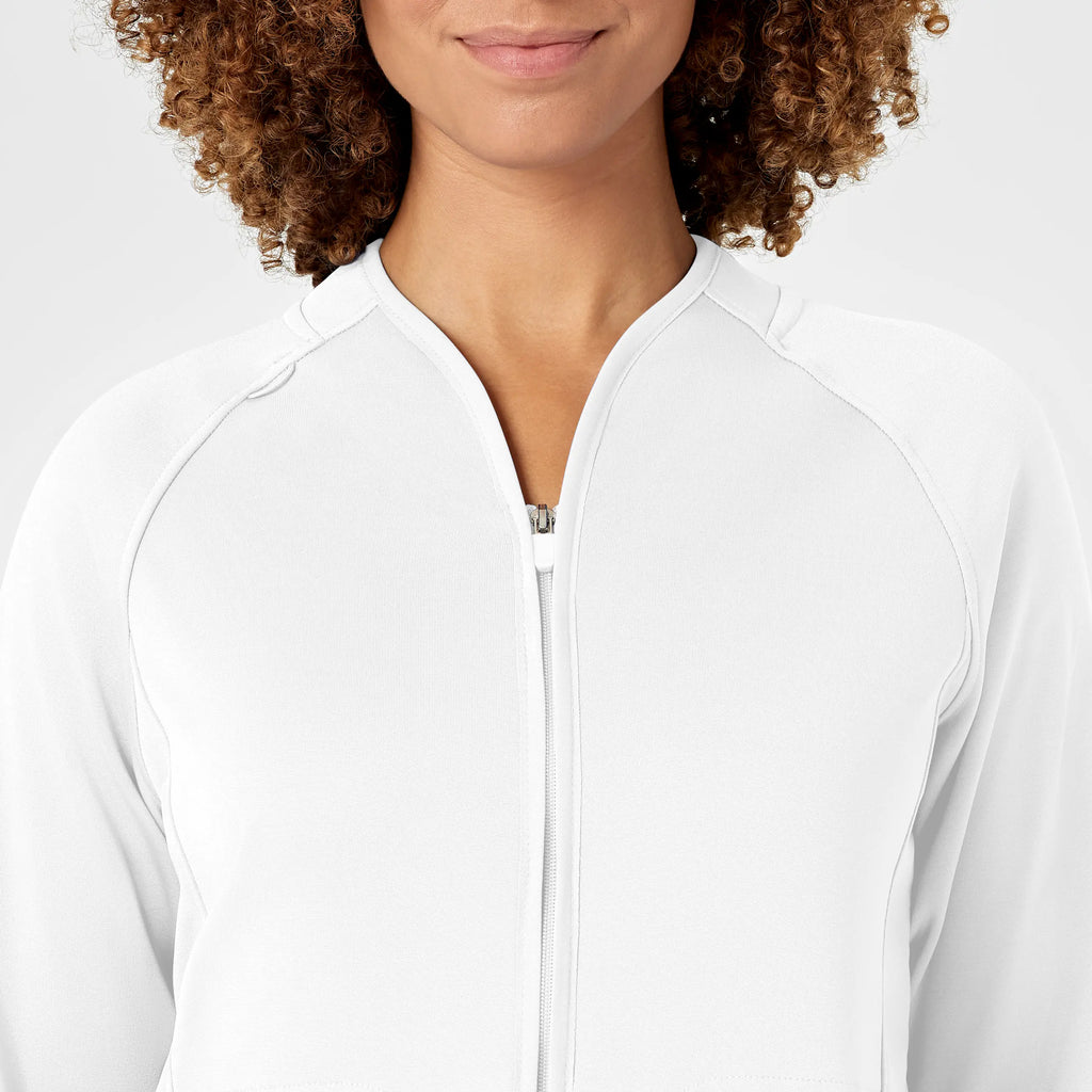 Wink Scrubs Women's Fleece Full Zip Jacket White | scrub-supply.com