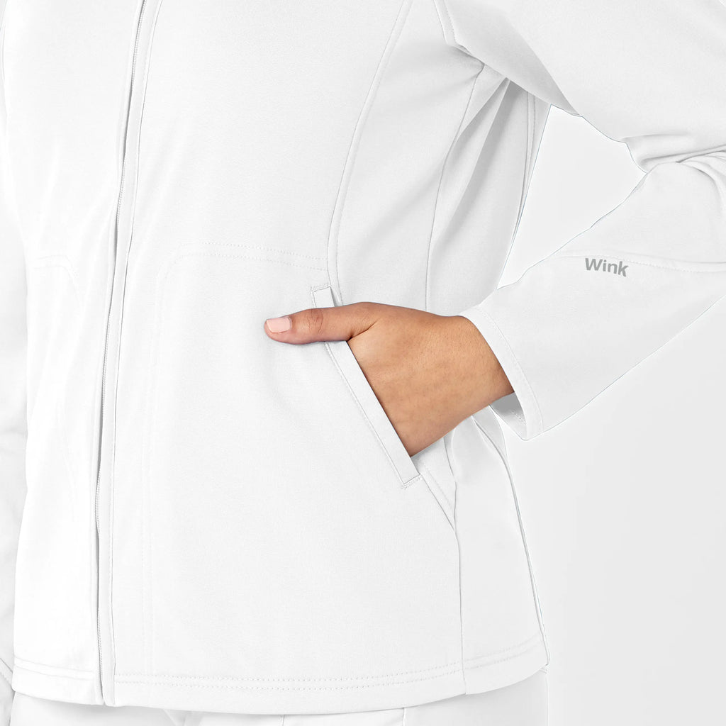 Wink Scrubs Women's Fleece Full Zip Jacket White | scrub-supply.com